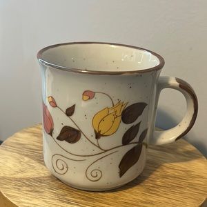 Korean floral stoneware mug